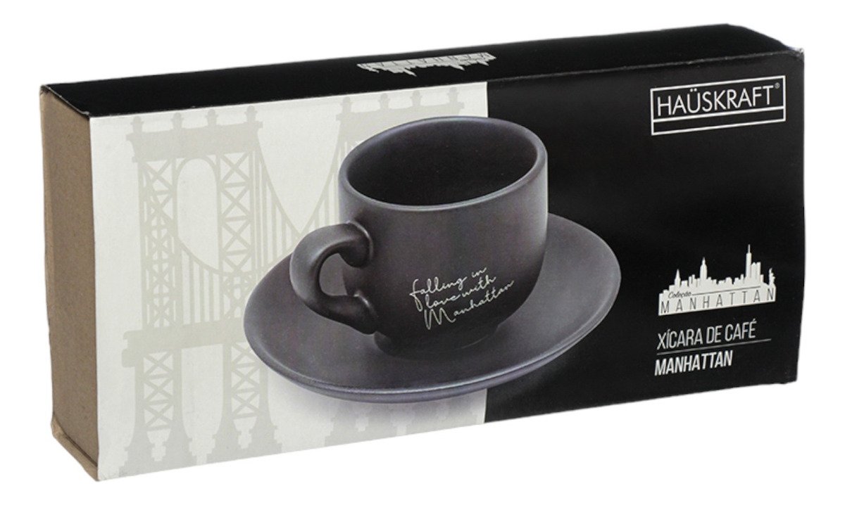 Jogo 6 Xícaras de Café com Pires 90ml Linha Manhattan Porcelana Hauskraft - 4