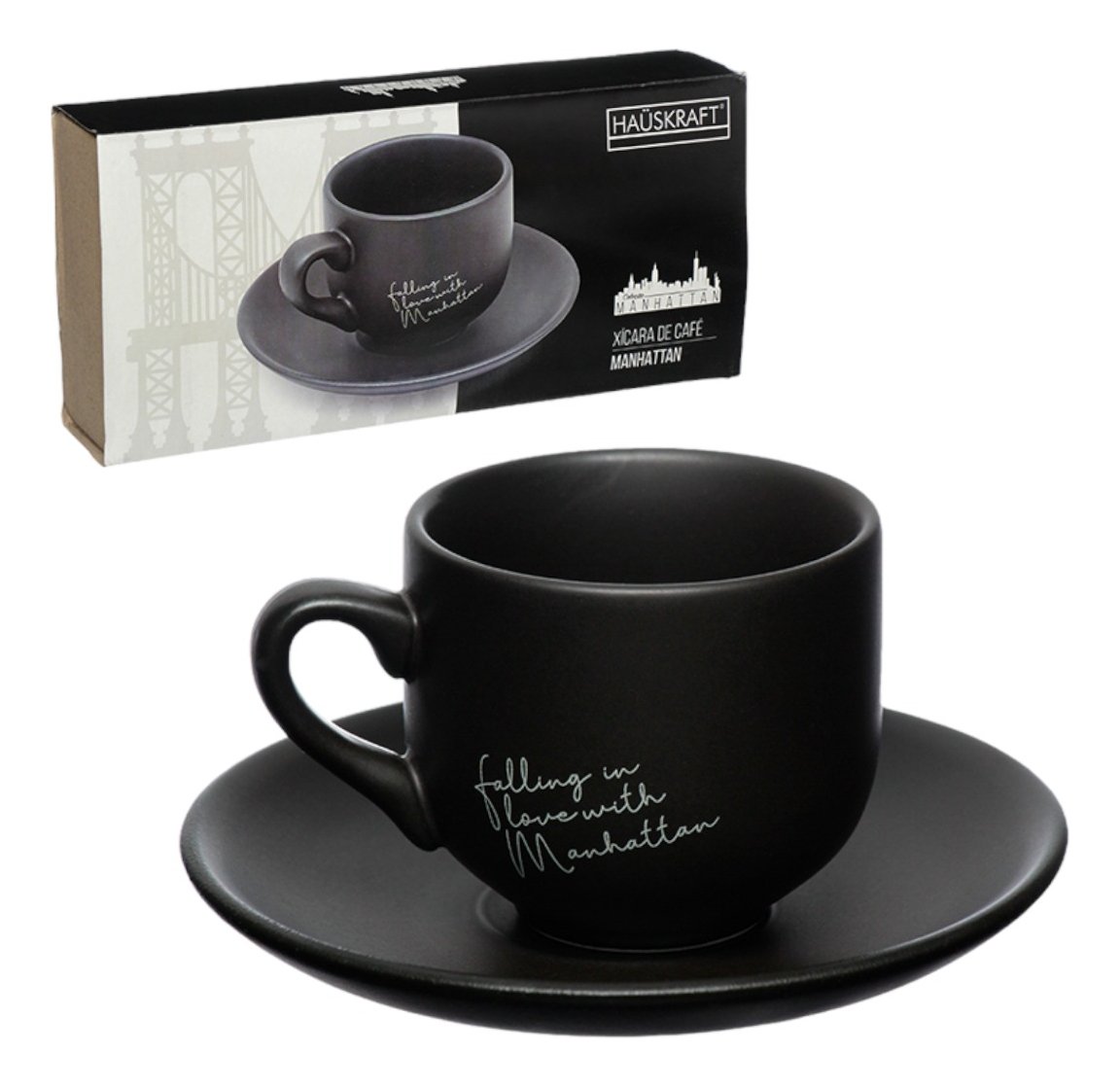 Jogo 6 Xícaras de Café com Pires 90ml Linha Manhattan Porcelana Hauskraft - 5