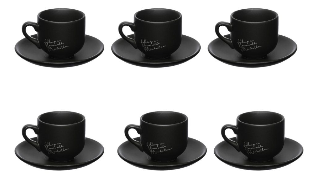 Jogo 6 Xícaras de Café com Pires 90ml Linha Manhattan Porcelana Hauskraft - 2