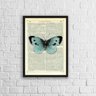 Quadro Borboleta Vintage Azul 24x18cm:Madeira branca - 1