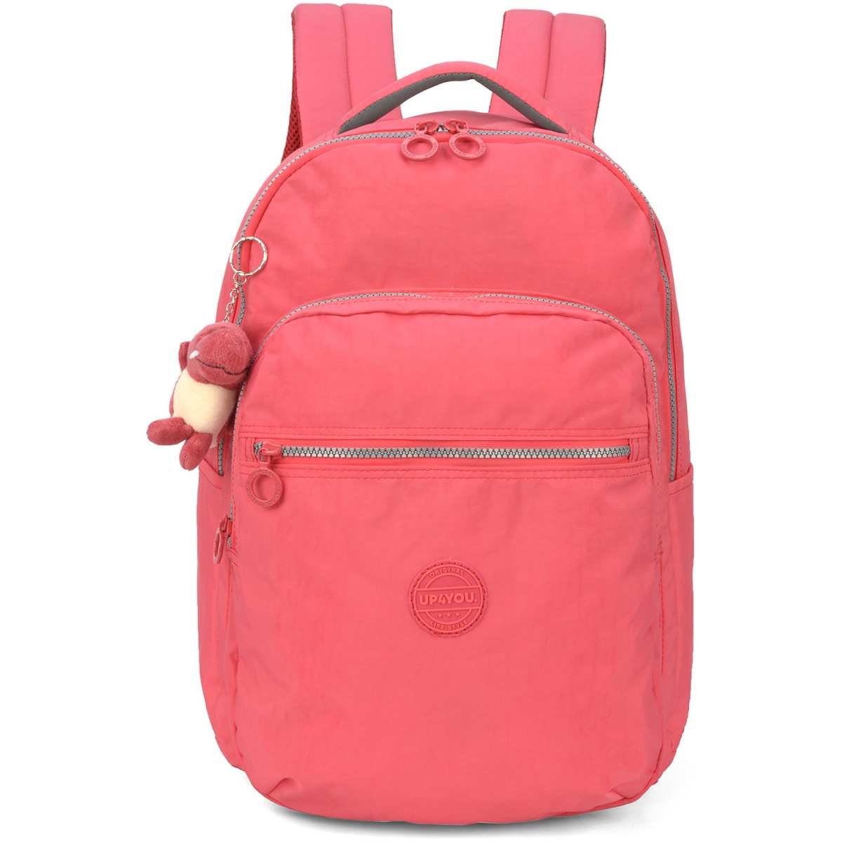 Mochila Escolar Juvenil Feminina UP4YOU 4 Bolsos com Chaveiro Divisão
