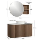 Ver imagem 2 de Conjunto Gabinete Suspenso para Banheiro Luna 2 Portas 100cm MDF - MDP 15mm Amadeirado Venturi