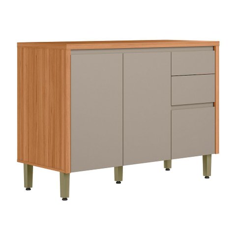 Balcão Arya com Tampo 120cm 100% Mdf Jequitibá/gris Fosco - Sallar Home