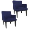 Kit 2 Poltronas Decorativa Vitória para Sala e Recepção Suede Azul Marinho - D'Rossi - 1