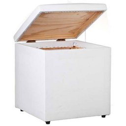 Puff Decorativo Baú Dani Quadrado Corino Branco - 2