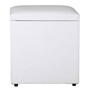 Puff Decorativo Baú Dani Quadrado Corino Branco