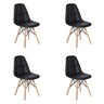 Kit 4 Cadeiras Dkr Charles Eames Wood Estofada Botonê - 1
