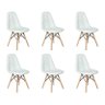 Kit 6 Cadeiras Dkr Charles Eames Wood Estofada Botonê - Branco - 1
