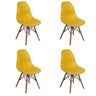 Kit 4 Cadeiras Dkr Charles Eames Wood Estofada Botonê - 1