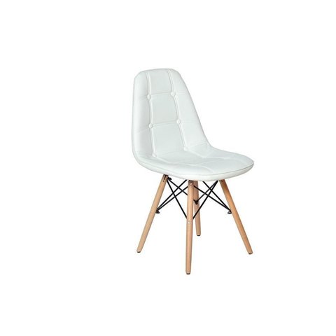 Cadeira Dkr Charles Eames Wood Estofada Botonê - Branco