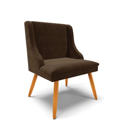 Cadeira Poltrona Decorativa Liz Suede Marrom Rato - D'Rossi