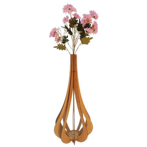 Vaso de Chão Decorativo Grande Mdf Ibiza:mdf Cru/75x37cm
