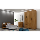Ver imagem 2 de Guarda Roupa Solteiro com Pés 4 Portas 3 Gavetas - Encant - Novo Horizonte - Cumaru