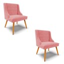 Ver imagem 1 de Kit 2 Cadeira Poltrona Decorativa Liz Suede Rose – D'Rossi