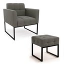 Ver imagem 2 de Poltrona Sala e Puff Decorativo Industrial Elisa Suede Grafite D03 - D’Rossi