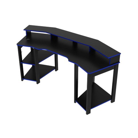 Mesa Gamer Cockpit para 2 Monitores Me4167 Preto/azul Tecnomobili