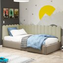Ver imagem 2 de Painel Cabeceira Cama Box Casal Queen Size Lana 160cm Sintético Bege - Desk Design