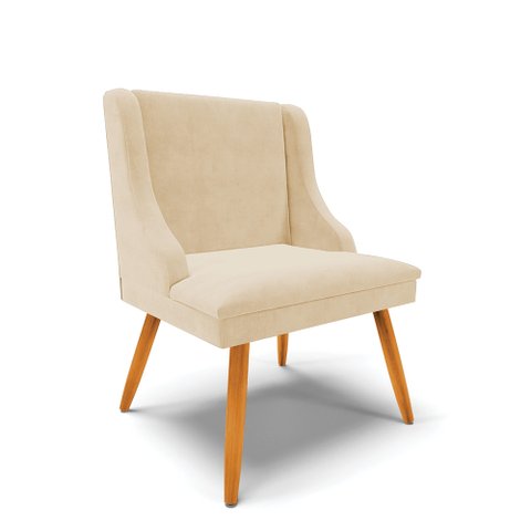 Cadeira Poltrona Decorativa Liz Suede Bege – D'Rossi