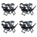 Ver imagem 1 de Kit 4 Conjuntos De Mesa Dobravel 60X60 Em Madeira Padrão Com 4 Cadeiras - Preto - Preto