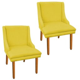 Kit 2 Cadeira Poltrona Decorativa Liz Suede Amarelo - D'Rossi - 1