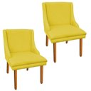 Ver imagem 1 de Kit 2 Cadeira Poltrona Decorativa Liz Suede Amarelo - D'rossi