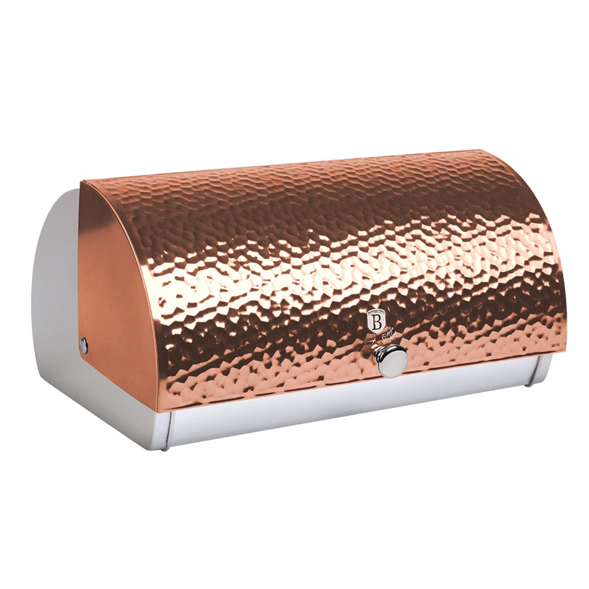 Recipiente Porta Pão Tampa Retrátil 38cm Rose Gold Berlinger Haus Cesto Pães de Forma Bolos Cozinha