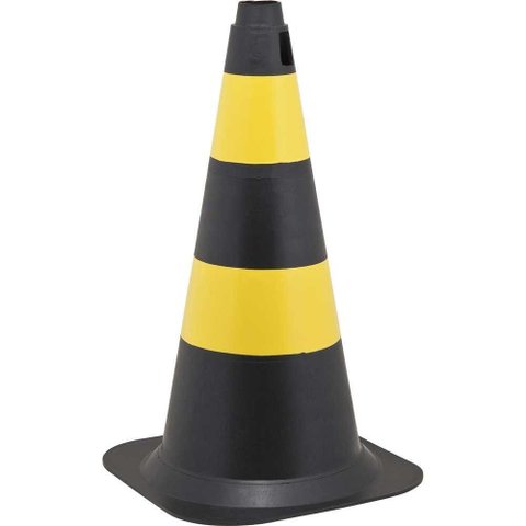 Cone 50cm Preto/amarelo Polietileno Vonder