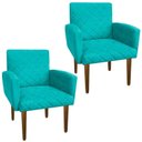 Ver imagem 1 de Kit 2 Poltronas Decorativa Veronês para Sala e Recepção Suede Azul Turquesa - D'Rossi