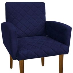 Poltrona Decorativa Veronês para Sala e Recepção Suede Azul Marinho - D'Rossi - 4 Poltrona Decorativa Veronês para Sala e Recepção Suede Azul Marinho - D'Rossi - 4