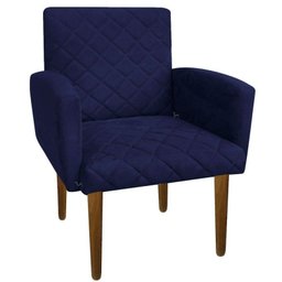 Poltrona Decorativa Veronês para Sala e Recepção Suede Azul Marinho - D'Rossi - 1 Poltrona Decorativa Veronês para Sala e Recepção Suede Azul Marinho - D'Rossi - 1