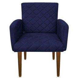 Poltrona Decorativa Veronês para Sala e Recepção Suede Azul Marinho - D'Rossi - 2 Poltrona Decorativa Veronês para Sala e Recepção Suede Azul Marinho - D'Rossi - 2
