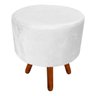 Puff Banqueta Decorativa Dora Redondo Suede Branco - 1
