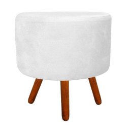 Puff Banqueta Decorativa Dora Redondo Suede Branco - 2