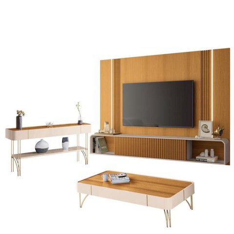 Home Suspenso Empire e Aparador Vivant e Mesa de Centro Cadenza Cinamomo Off White - Hb Móveis