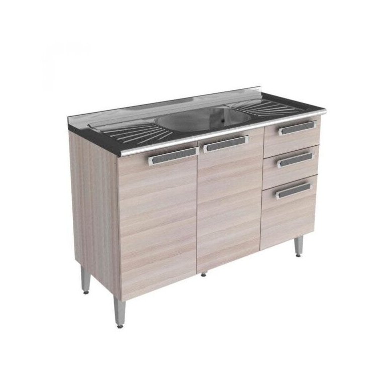 Balcão para Cozinha 3 Portas 2 Gavetas com Pia IG3G2-120 Jazz Itatiaia