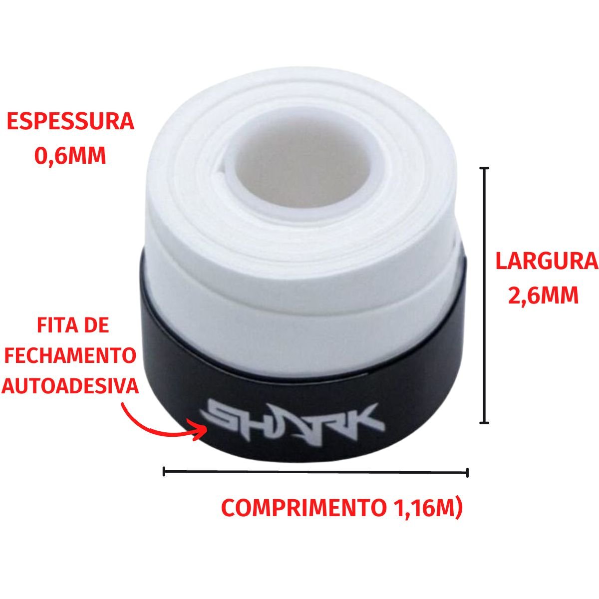 Overgrip Shark Branco Raquete Beach Tennis Padel 10 Un - 3