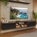 Ver imagem 1 de Rack Suspenso para Tv até 80 Polegadas 218 Cm 2 Portas Rustic/preto Lux Madesa