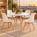 Ver imagem 2 de Conjunto Mesa de Jantar Redonda 90 cm com 4 Cadeiras Saarinen - Branco