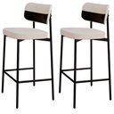 Ver imagem 1 de Kit 02 Banquetas Alta Bar Cozinha Sala de Jantar Aço Preto Kaira C01 Linho Palha Courino Preto -