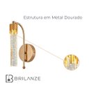 Ver imagem 3 de Arandela 10x24cm 5w 3k Bivolt Metal Dourado+cristal Sindora