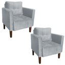 Ver imagem 1 de Kit 2 Poltrona Decorativa Lívia para Sala e Recepção Suede Cinza - D'Rossi