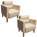 Ver imagem 1 de Kit 2 Poltronas Decorativa Lívia para Sala e Recepção Corino Bege - D'Rossi