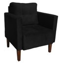 Ver imagem 2 de Poltrona Sala Decorativa Kit 2 Livia Pé Madeira Castanho Suede Preto M11 - D'Rossi