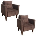 Ver imagem 1 de Kit 2 Poltrona Decorativa Lívia para Sala e Recepção Suede Marrom - D'Rossi