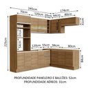 Ver imagem 3 de Cozinha Completa de Canto Madesa Glamy 419001 com Armário e Balcão (Sem Tampo e Pia) Rustic Cor:Rust