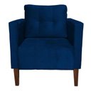 Ver imagem 3 de Poltrona Sala Decorativa Kit 2 Livia Pé Madeira Castanho Suede Azul Marinho M11 - D'Rossi