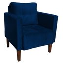 Ver imagem 2 de Poltrona Sala Decorativa Kit 2 Livia Pé Madeira Castanho Suede Azul Marinho M11 - D'Rossi