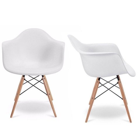 Kit 2 Cadeiras Melbourne Eiffel Charles Eames Base Madeira - Branca - Factus