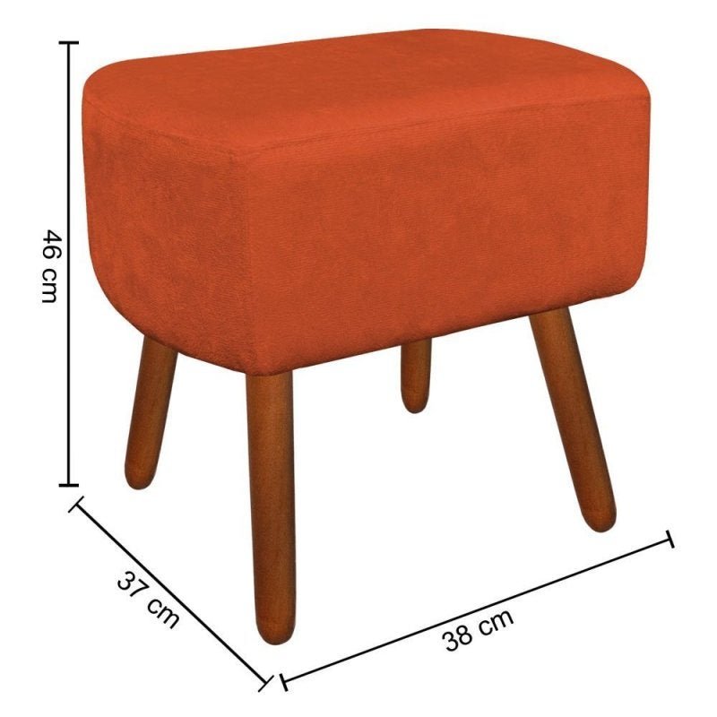 Puff Decorativo Curvo Agatha Suede Laranja - 4