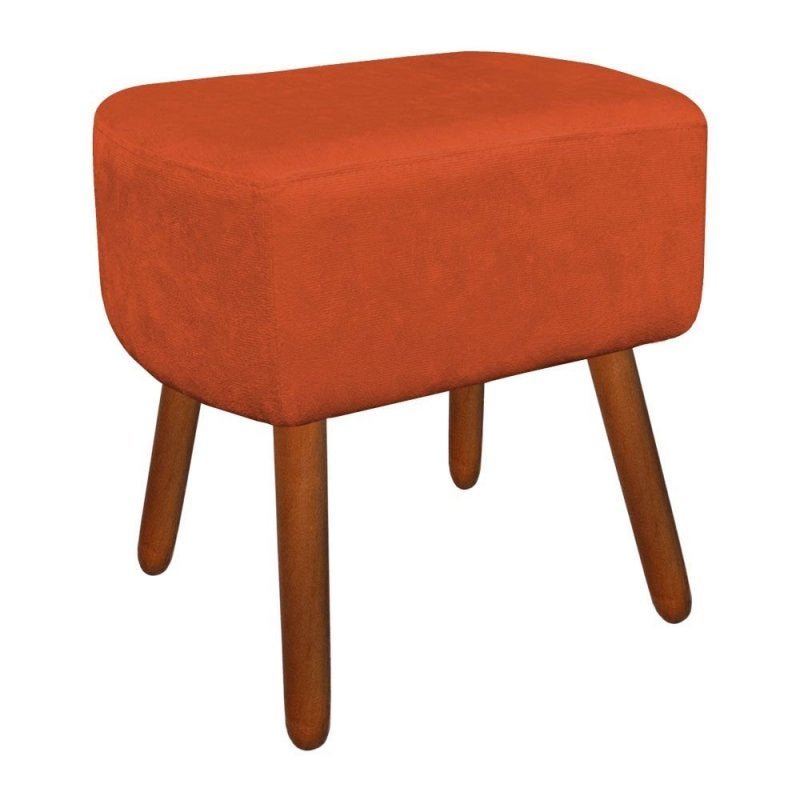 Puff Decorativo Curvo Agatha Suede Laranja - 1